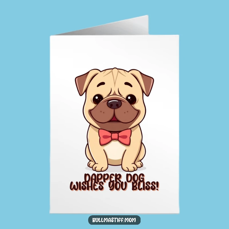 Free Printable Birthday Card: Dapper Bullmastiff with Bow Tie - Joyful Downloadable Greeting!