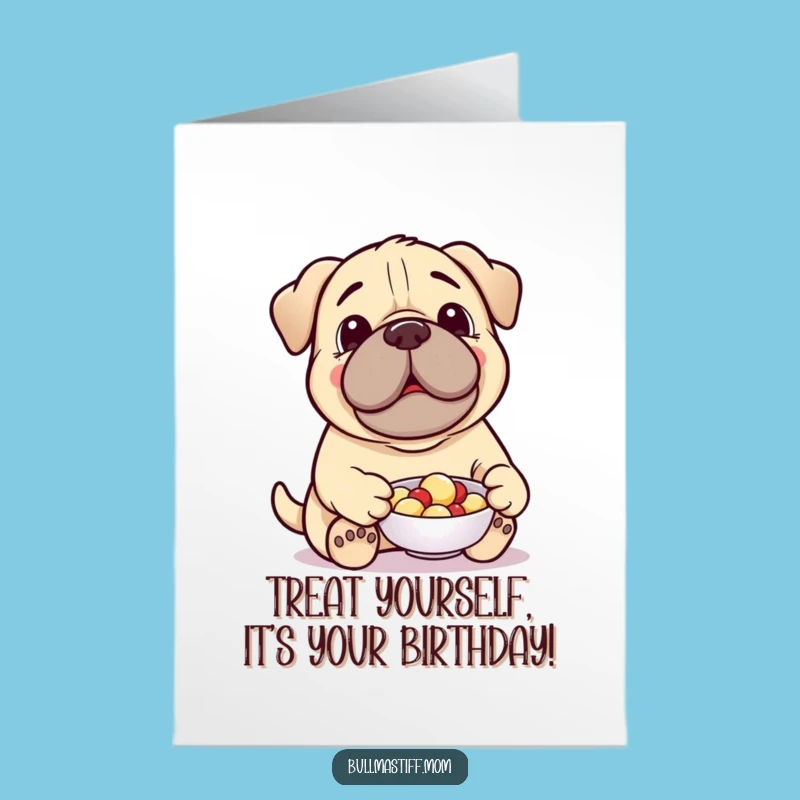 Free Printable Bullmastiff Birthday Card: Generous Pup's Treat Surprise Downloadable