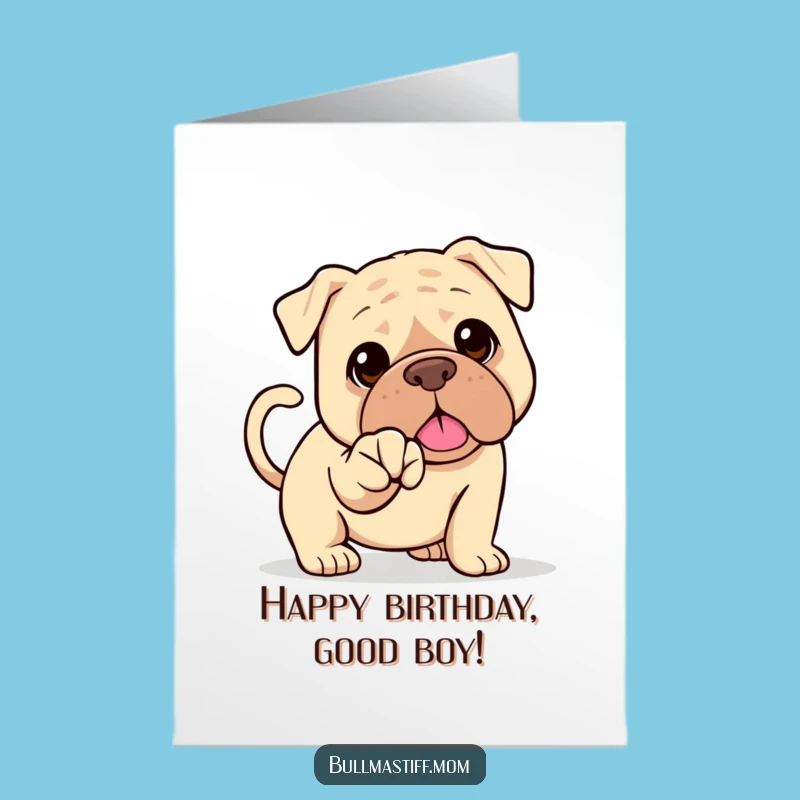 Free Printable Birthday Card: Friendly Bullmastiff Handshake for a Happy Celebration
