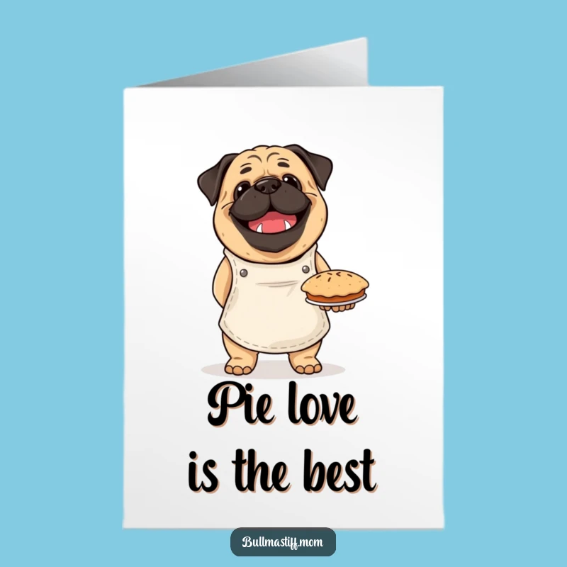 Free Printable Birthday Card: Bullmastiff Baker! Pie Pride, Funny Downloadable Gift.