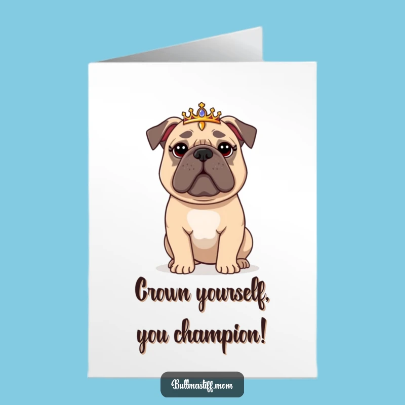 Congrats Free Printable Card: Flustered Bullmastiff Tiara, Funny Downloadable Gift!