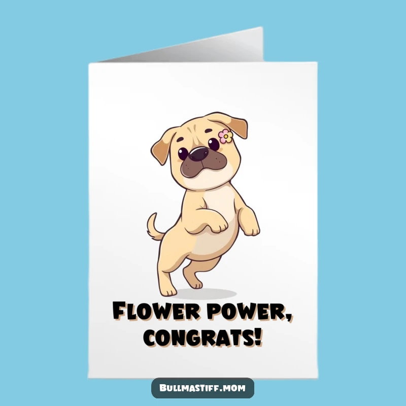 Free Printable Congrats Card: Graceful Bullmastiff Flower - Elegant Downloadable Gift