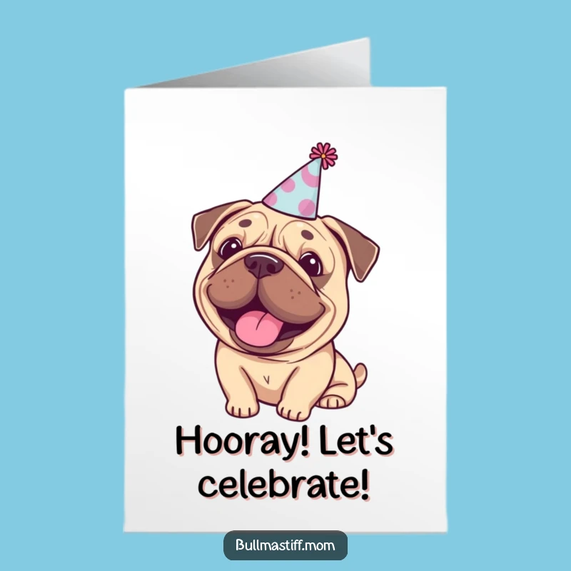 Free Printable Bullmastiff Party Hat Congrats Card - Joyful Downloadable Print at Home