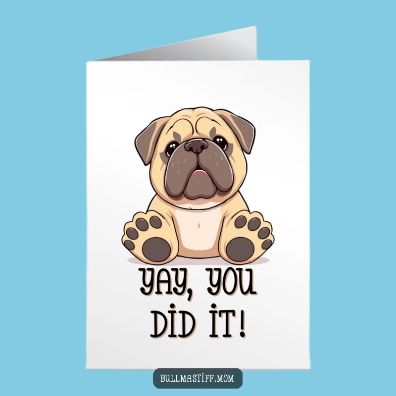 Free Printable Congrats Card: Bullmastiff's Toy Offer, Joyful Dog Downloadable Card