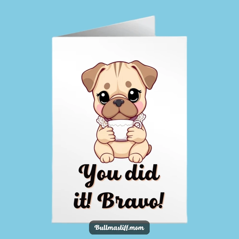 Free Printable Congrats Card: Elegant Bullmastiff in Lace - Downloadable Gift for Any Occasion
