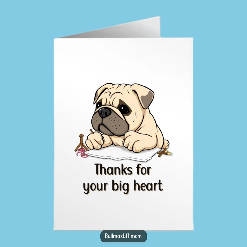 Free Printable Bullmastiff Thank You Card: Funny Embroiderer Downloadable Gift