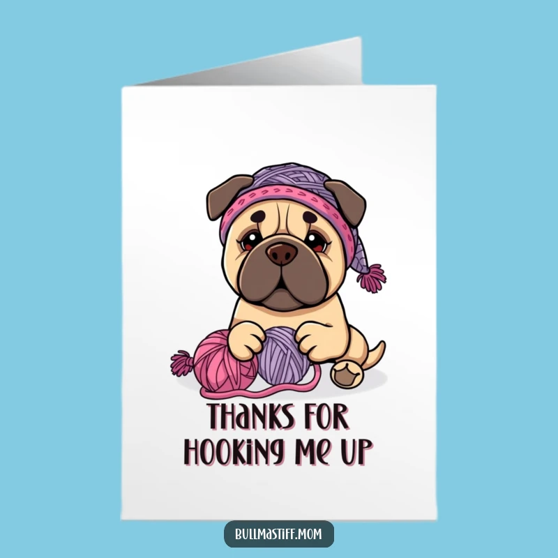 Free Printable Thank You Card: Grateful Bullmastiff Yarn - Downloadable Gift