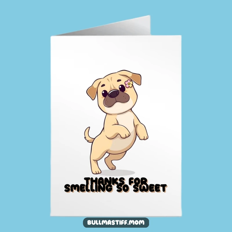 Free Printable Thank You Card: Sweet Bullmastiff Flower - Charming Downloadable Gift