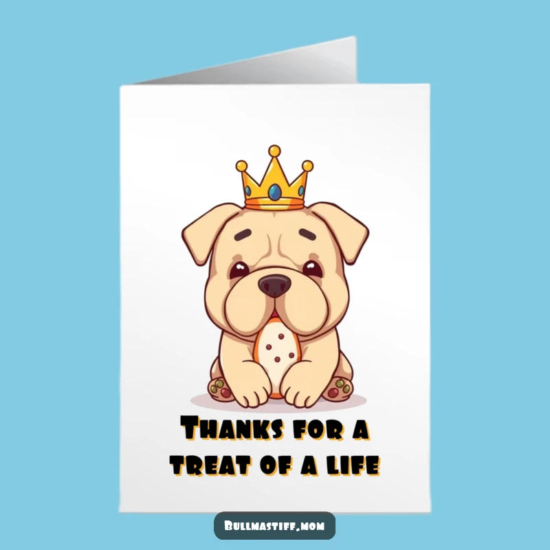 Free Printable Thank You Card: Crowned Bullmastiff Treat, Downloadable Thank You