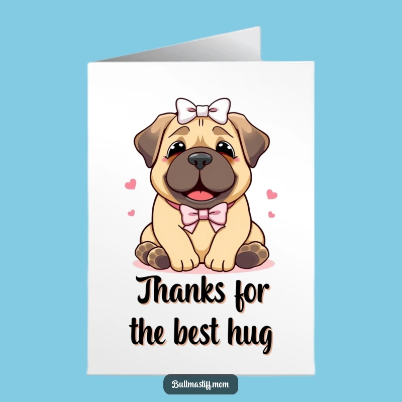 Free Printable Thank You Card: Grateful Bullmastiff Hugs - Heartfelt Downloadable Gift