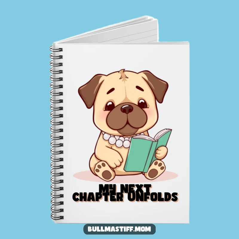 Funny Bullmastiff Notebook: Pearl Necklace Reader, Journal for Literary Dog Fans
