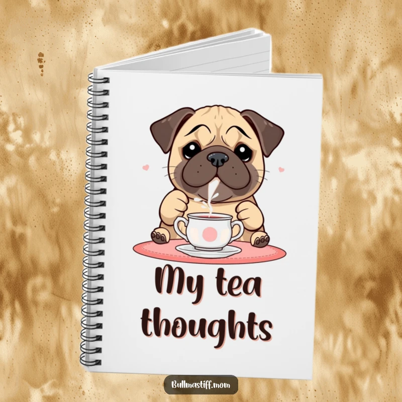 Funny Bullmastiff Notebook: A bullmastiff performs a delicate tea pour, ready for your notes.