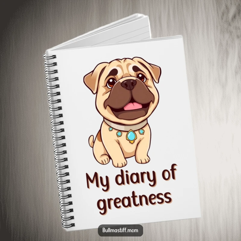 Funny Bullmastiff Pride Notebook: A Bullmastiff wearing a jeweled collar beams gently, ideal for writing down proud thoughts.