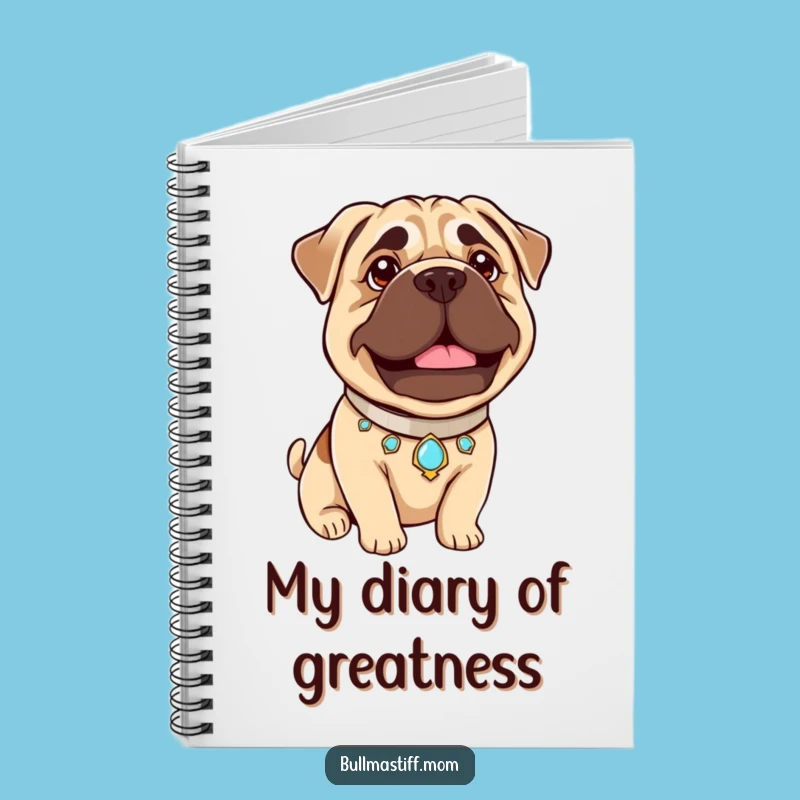 Funny Bullmastiff Pride Notebook: Jeweled Collar, Gentle Beam - Jot Down Ideas Gift!
