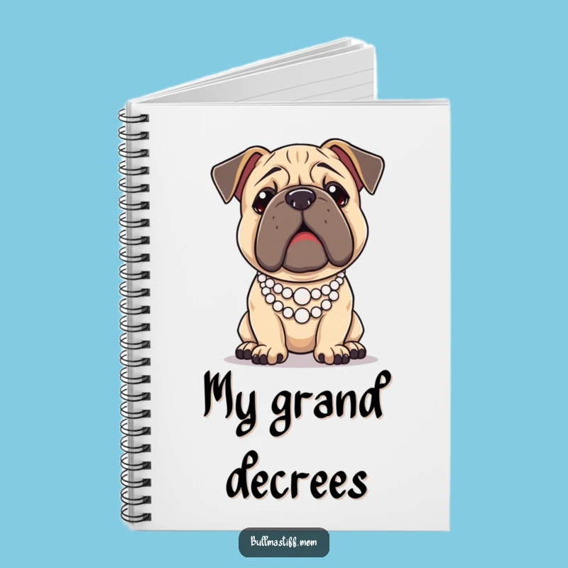 Funny Regal Bullmastiff Pearl Notebook: Jot Down Thoughts with Doggy Dignity