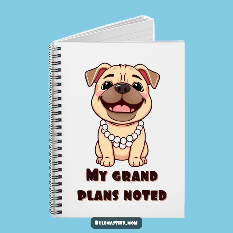 Funny Bullmastiff Pearl Necklace Notebook - Jot Down Ideas with Posh Style