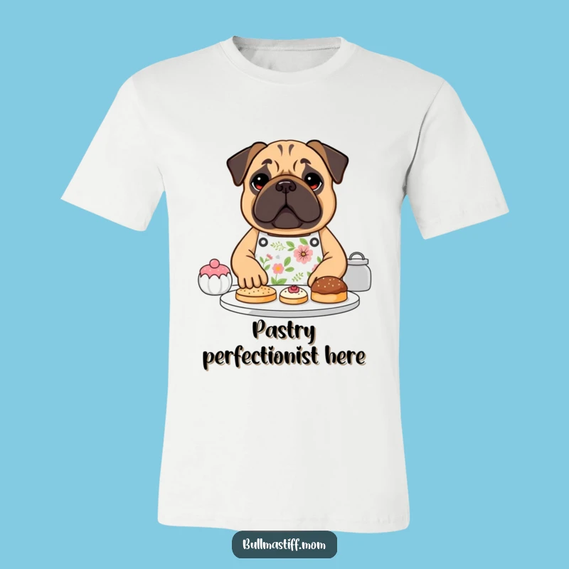Funny Bullmastiff Baker T-Shirt - Floral Apron Dog Design, Great Gift