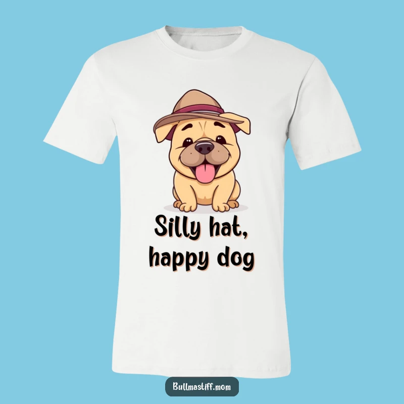 Funny Bullmastiff Hat T-Shirt: Happy Barking Dog Apparel, Great Funny Gift
