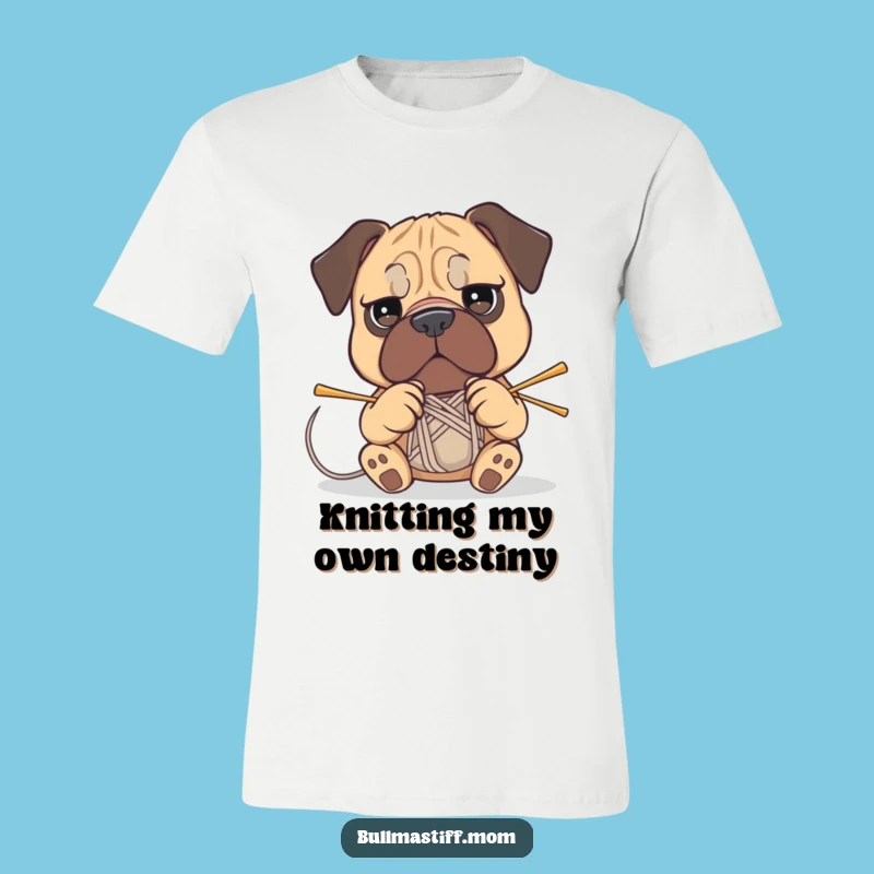 Funny Bullmastiff Knitting T-Shirt: Determined Pup Crafts a Hilarious Gift