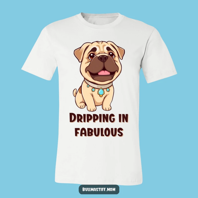 Funny Bullmastiff Pride T-Shirt: Jeweled Collar, Beaming - Hilarious Dog Lover Gift!
