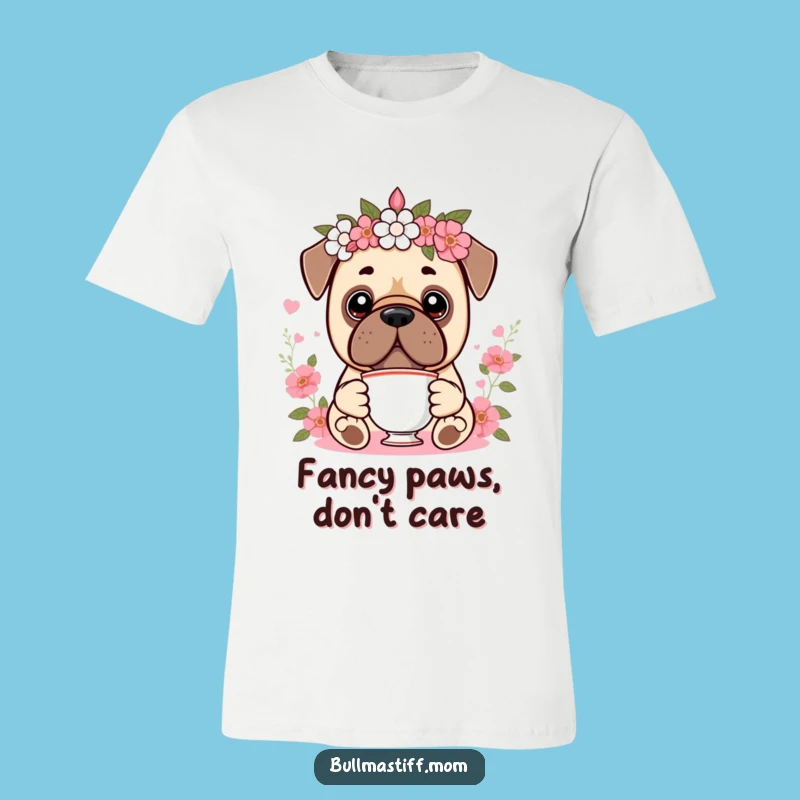Funny Kawaii Bullmastiff Tea Time T-Shirt: Elegant Dog Tee