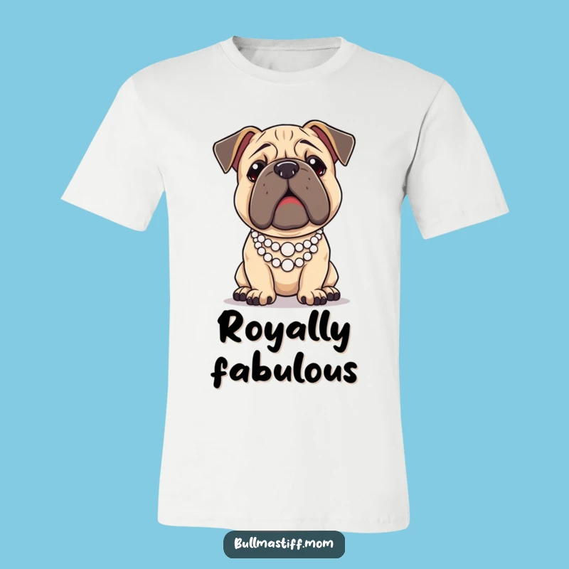 Funny Regal Bullmastiff Pearl Necklace Tee: Sophisticated Dog Apparel