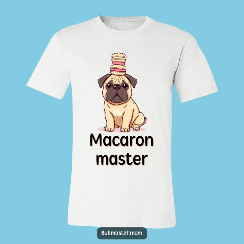 Funny Bullmastiff Macaron Balance Tee: Chic Dog Apparel and Whimsical Gift