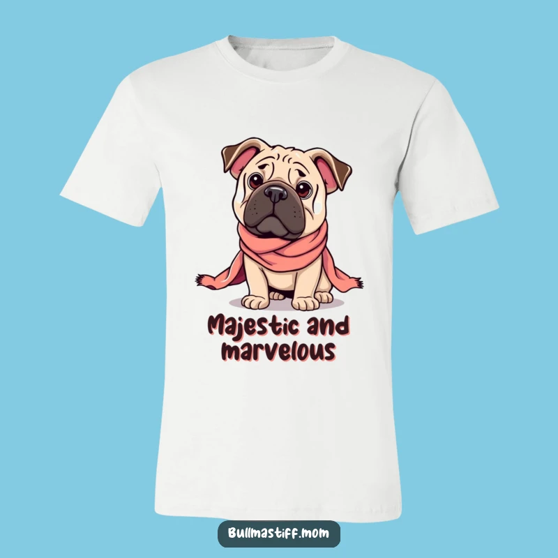 Funny Regal Bullmastiff T-Shirt: Majestic Dog Scarf Tee for Fans