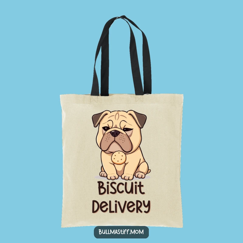 Funny Bullmastiff Tea Biscuit Tote Bag: Carry Your Treats with a Wink