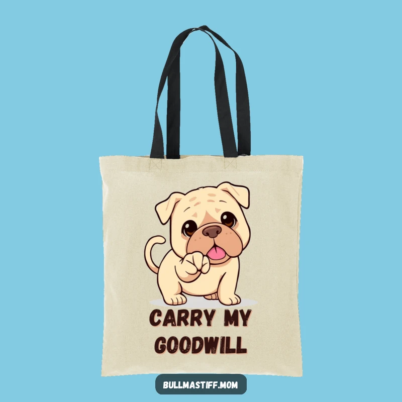 Funny Bullmastiff Handshake Tote Bag: Wagging Tail Buddy, Hilarious Dog Accessory, Perfect Gift
