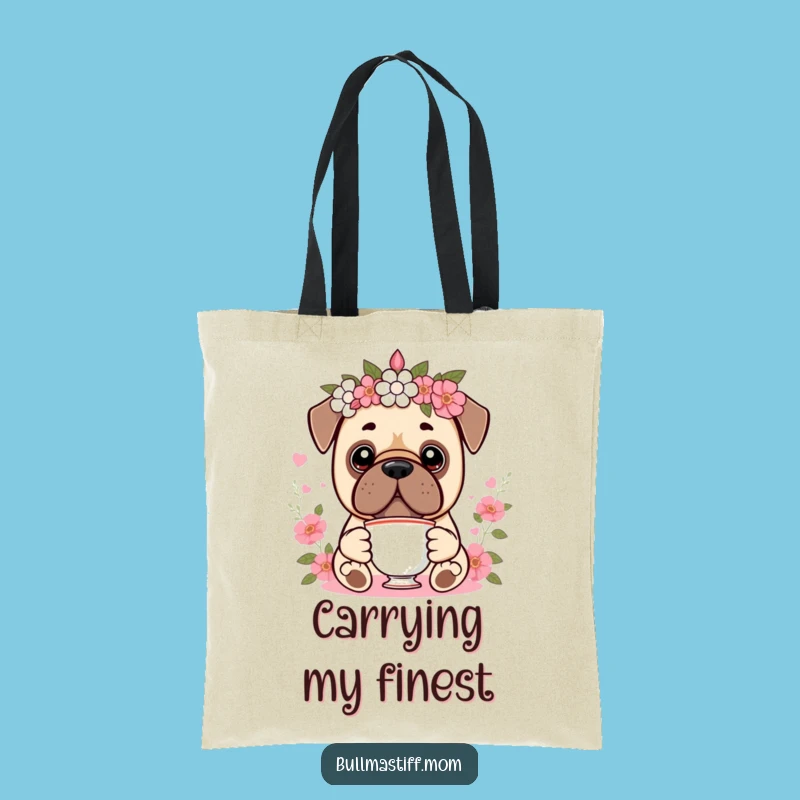 Funny Kawaii Bullmastiff Tea Tote Bag: Carry Your Class