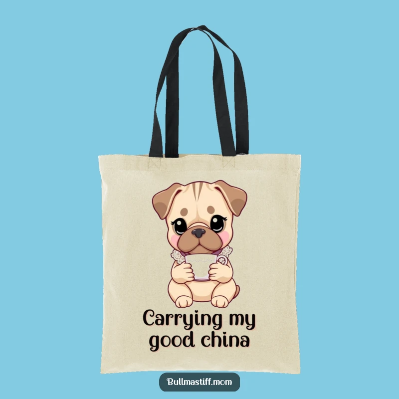 Funny Bullmastiff Tote Bag: Chic Lace Collar Shopping Bag for Dog Lovers