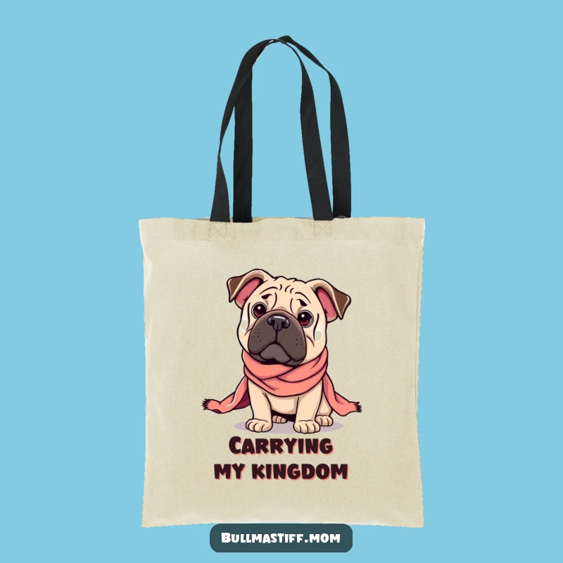 Funny Regal Bullmastiff Tote Bag: Majestic Dog Scarf Bag