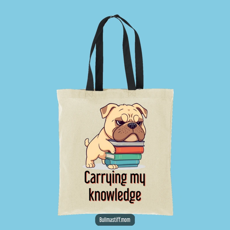 Funny Bullmastiff Book Balance Tote Bag: Grimace Reader, Hilarious Dog Accessory, Perfect Gift
