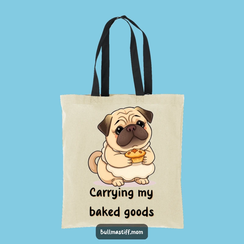 Funny Bullmastiff Baker Tote Bag: Cute Dog Apron Bag for Groceries
