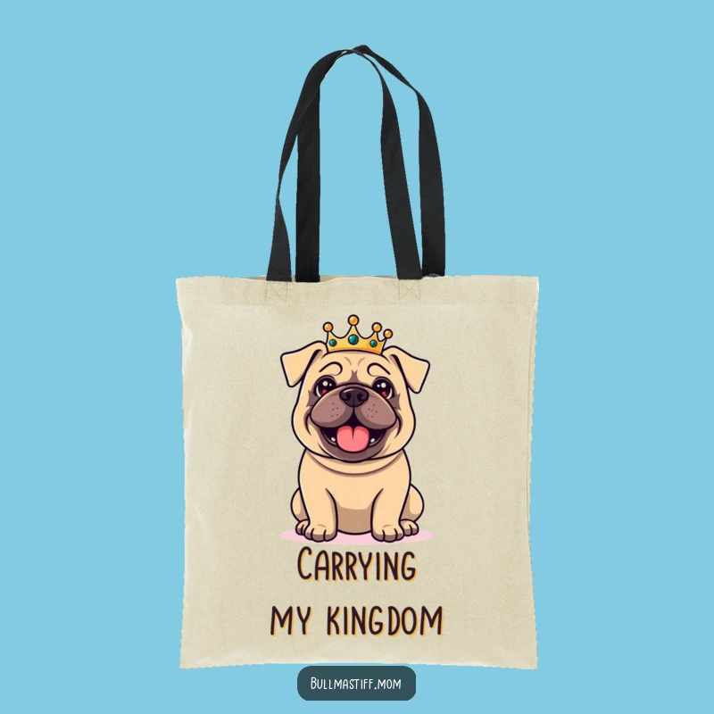 Funny Bullmastiff Crown Tote Bag - Regal Dog Shopping Bag, a Hilarious Royal Accessory