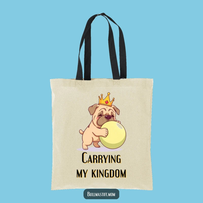 Funny Bullmastiff Crown Tote Bag: Royal Dog Play Bag Gift