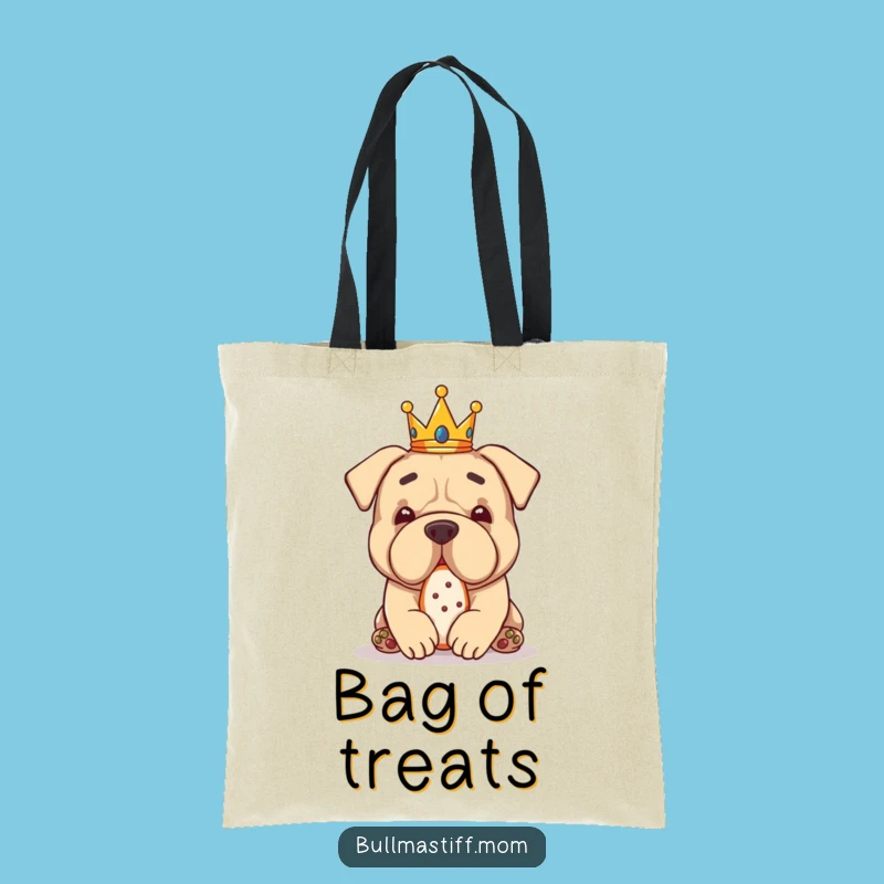 Funny Bullmastiff Crown Treat Tote Bag: Carry Your Spoils