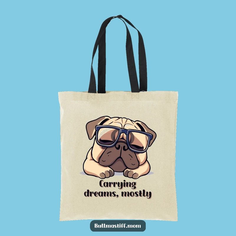 Funny Bullmastiff Oversized Glasses Tote Bag, Stylish Nap Accessory, Great Gift