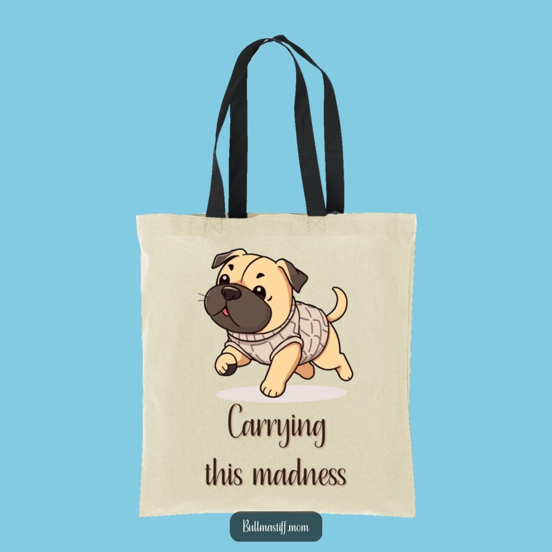 Funny Bullmastiff Sweater Tote Bag, Playful Accessory, Practical Gift