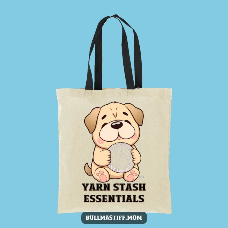 Funny Bullmastiff Yarn Tote Bag: Carry Your Supplies with Canine Cuteness