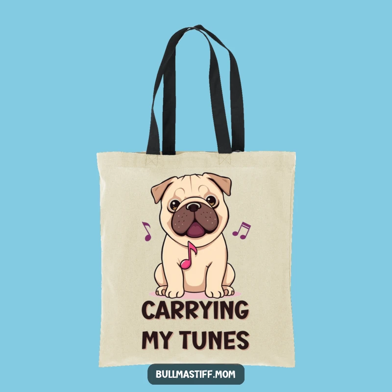Funny Musical Bullmastiff Dog Tote Bag: Carry Your Tunes with Your Pup!