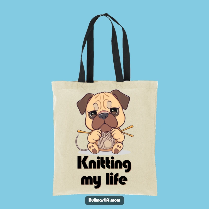 Funny Bullmastiff Knitting Tote Bag: Carry Your Yarn and Laughs!