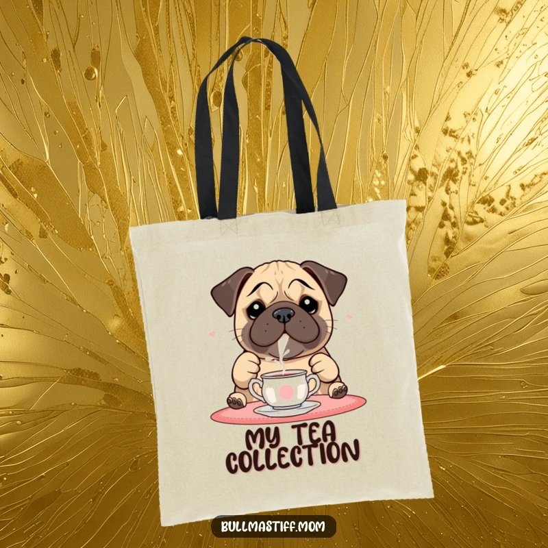 Funny Bullmastiff Tote Bag: A playful bullmastiff is shown pouring tea from a delicate set.